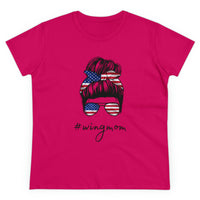 Messy Bun Flag Wingmom Ladies T-shirt