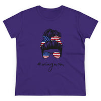 Messy Bun Flag Wingmom Ladies T-shirt