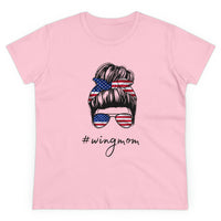 Messy Bun Flag Wingmom Ladies T-shirt