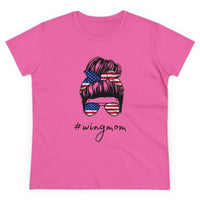 Messy Bun Flag Wingmom Ladies T-shirt