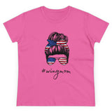 Messy Bun Flag Wingmom Ladies T-shirt