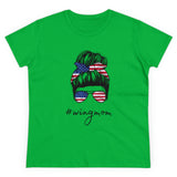Messy Bun Flag Wingmom Ladies T-shirt