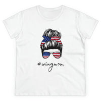 Messy Bun Flag Wingmom Ladies T-shirt