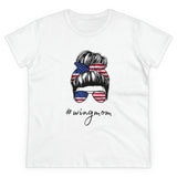 Messy Bun Flag Wingmom Ladies T-shirt