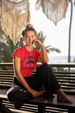 Messy Bun Flag Wingmom Ladies T-shirt